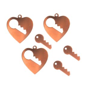 Heart with Key Copper Pendant (Pack of 3)