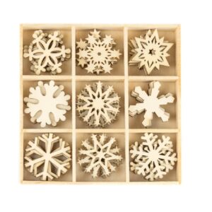 Wooden Shapes Snowflakes Box of 45