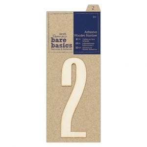 Adhesive Wooden Number 2 (1pc)