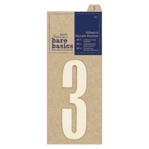 Adhesive Wooden Number 3 (1pc)