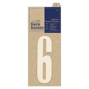 Adhesive Wooden Number 6 (1pc)