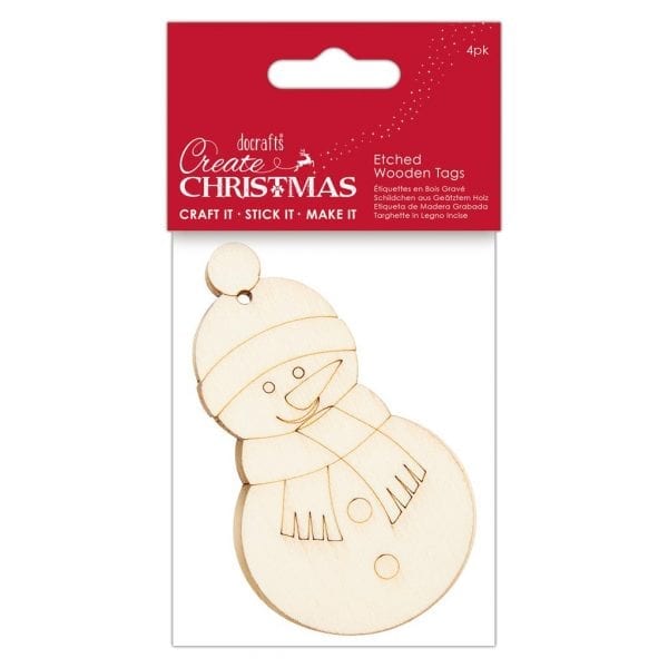 Etched Wooden Tags (4pk) - Create Christmas - Snowman