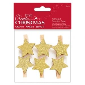 Glittered Wooden Pegs (6pcs) - Create Christmas - Star