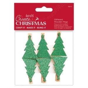 Glittered Wooden Pegs (6pcs) - Create Christmas - Tree