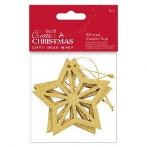 Glittered Wooden Tags (3pcs) - Create Christmas - Star