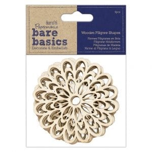 Wooden Filigree Shapes (4pcs) - Bare Basics - Flower