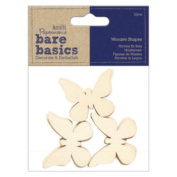 Wooden Shapes (12pcs) - Butterfly - Bare Basics