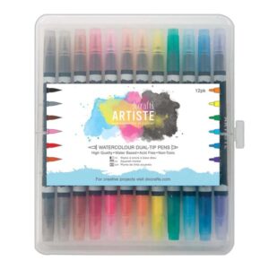 Artiste Watercolour Dual-Tip Brush and Marker Pens (12)