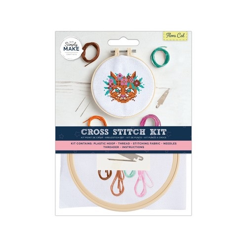Simply Make Cross Stitch Kit - Flora Cat