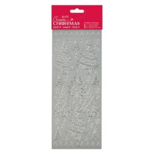 Outline Stickers - Christmas Trees - Silver