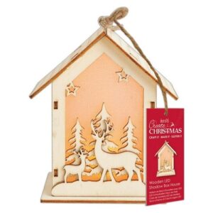 Wooden LED Shadow Box House - Create Christmas - 2 Stags