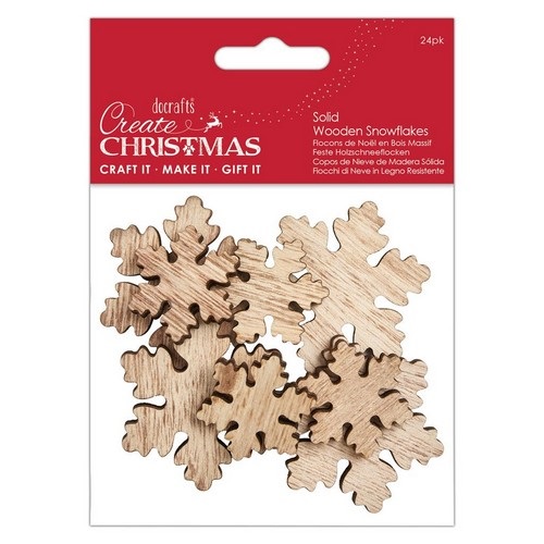 Solid Wooden Snowflakes (24pcs)