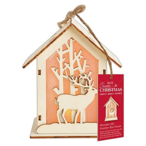 Wooden LED Shadow Box House - Create Christmas - Stag