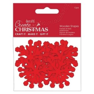 Create Christmas Wooden Shapes (12pcs) - Snowflakes Red
