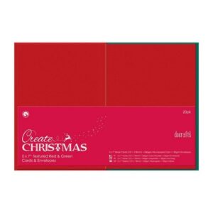 5 x 7 Cards & Envelopes Textured (20pk 240gsm) - Red & Green