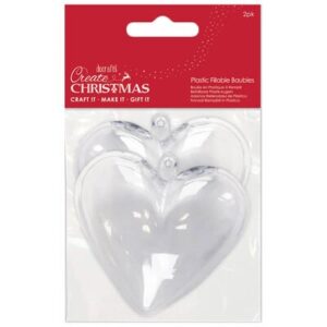 Plastic Fillable Baubles (2pcs) - 2 Hearts - Create Christmas
