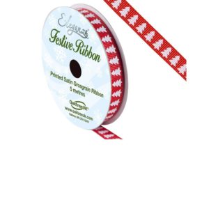 An elegant RED Christmas Tree pattern on a high quality satin grosgrain ribbon.10 mm wide x 5 mt long.