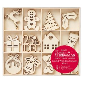 Create Christmas Large Mixed Wooden Shapes 48pcs - Christmas Icons