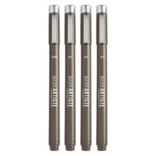 Artiste Black Fineliner Pen Set Pack of 4 (0.05, 0.1, 0.3, 0.5mm)