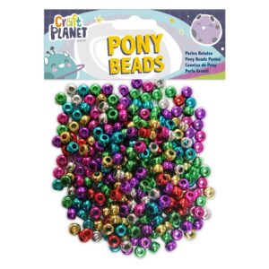 Craft Planet Pony Beads Metallic (300pcs 80g) - Assorted Colours