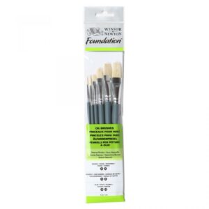 Winsor & Newton - Foundation Oil Brush - Short Handle - 6 Pack
