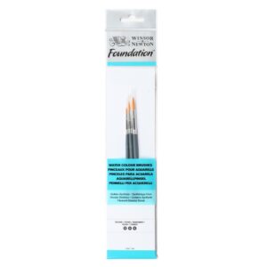 Winsor & Newton - Foundation Watercolour Brushes - Short Handle - 3 Pack (Round No. 2/4/6)