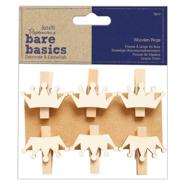 Wooden Pegs 6pcs Crowns